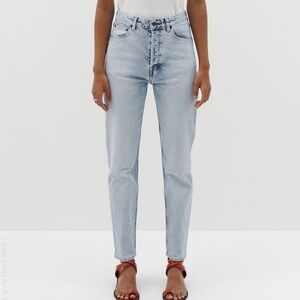 Bassike High Rise Stretch Jean in Light Beaten Blue